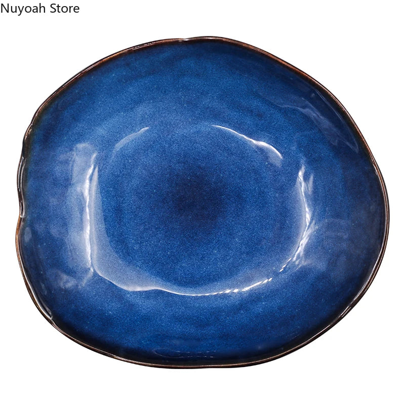 AzureWave European Blue Glaze Ceramic Dinnerware Set