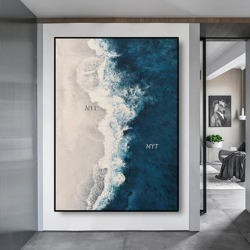 Serenity Wave 3D Floral Oil Painting – Abstract Handcrafted Wall Art