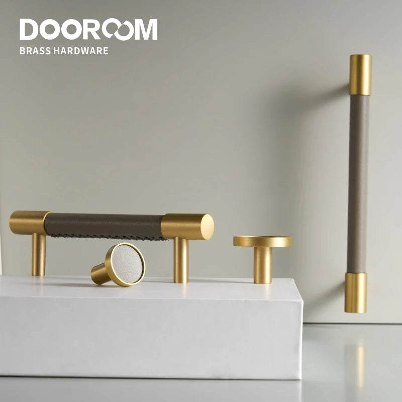 Dooroom Brass & Leather Luxe Handles
