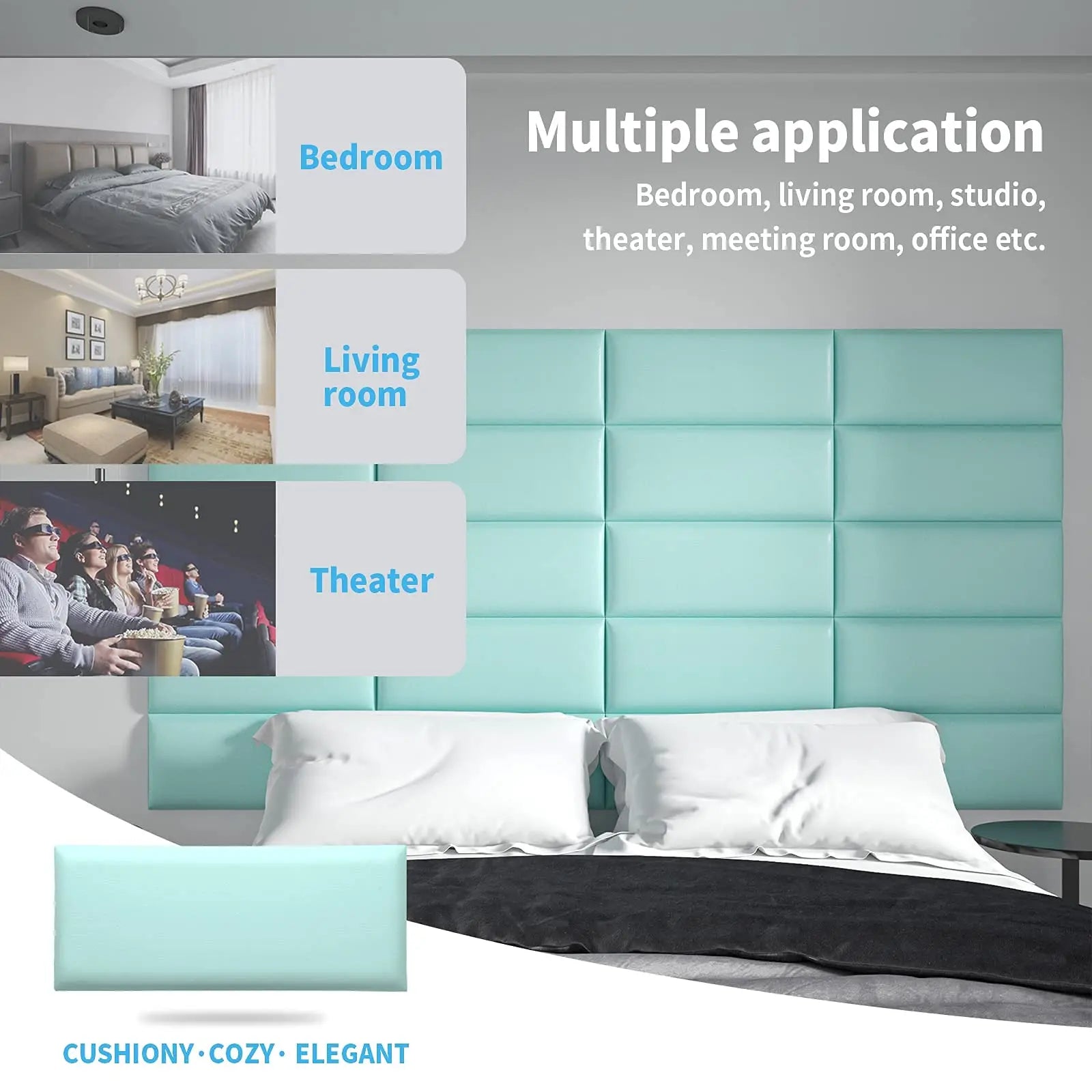 Art3d Teal Upholstered Headboard Panels