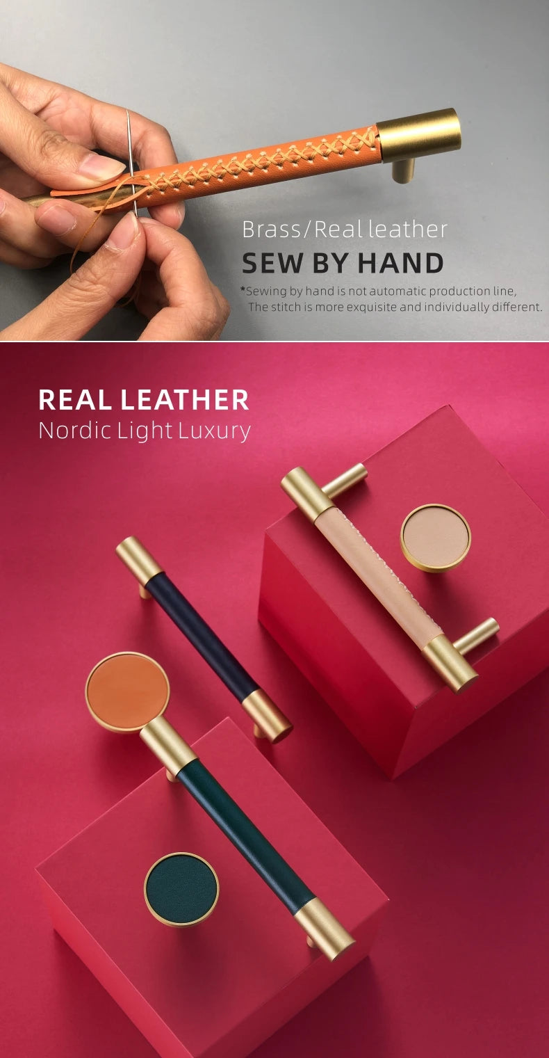 Dooroom Brass & Leather Luxe Handles