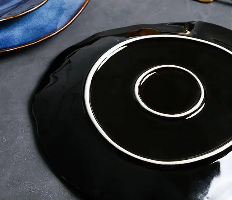 AzureWave European Blue Glaze Ceramic Dinnerware Set