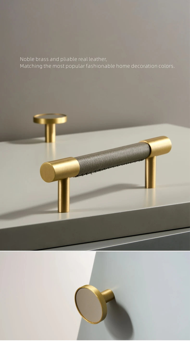 Dooroom Brass & Leather Luxe Handles