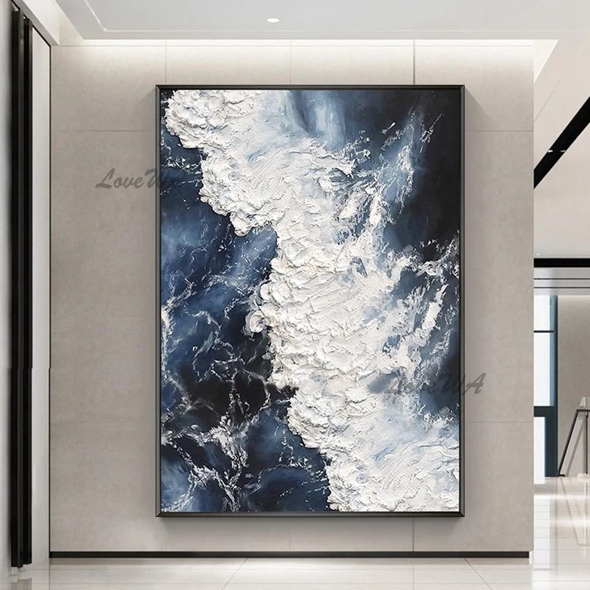 Serenity Wave 3D Floral Oil Painting – Abstract Handcrafted Wall Art