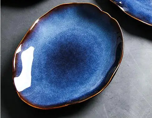 AzureWave European Blue Glaze Ceramic Dinnerware Set