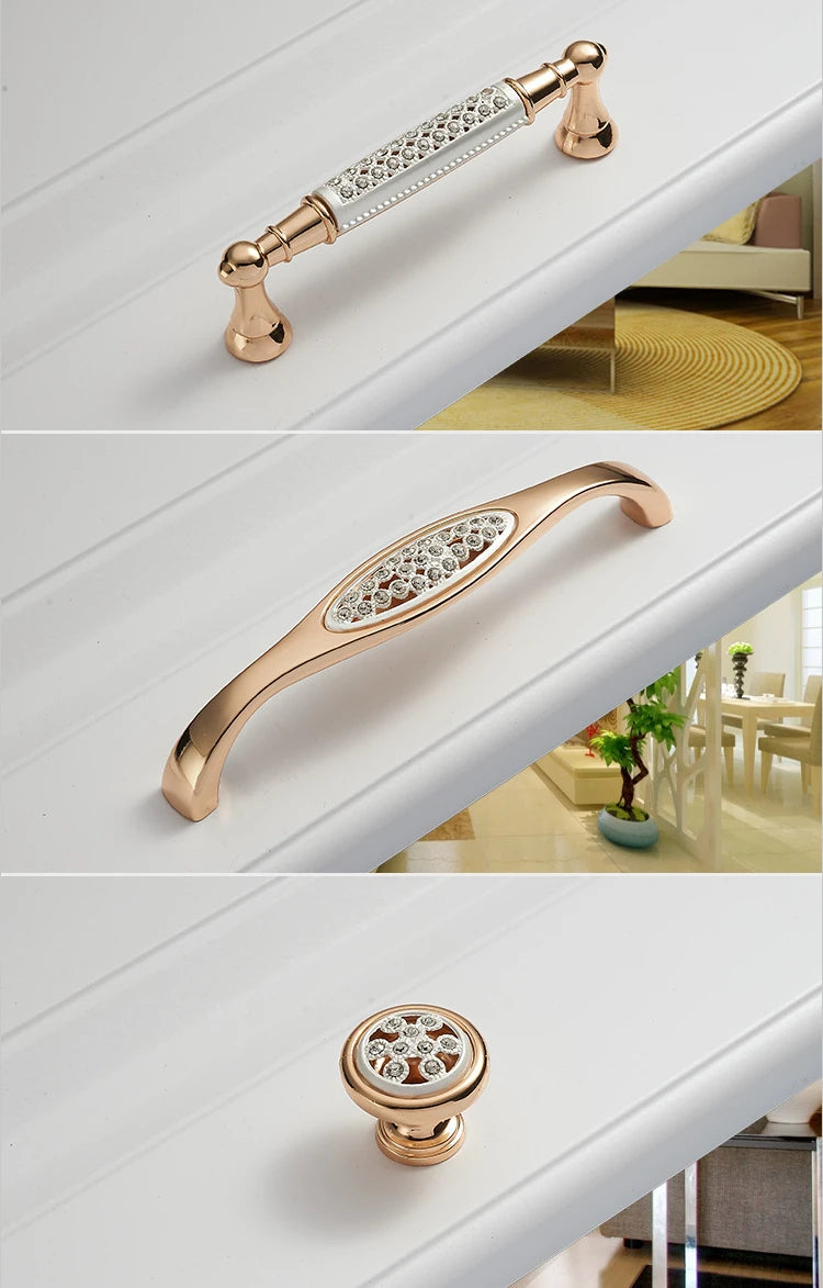 KAK Champagne Gold Diamond Door & Drawer Handles