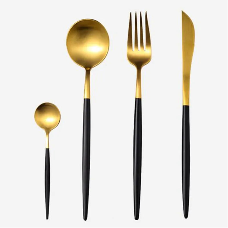 Eclipse Gilt Rim Black Porcelain Dinnerware Set