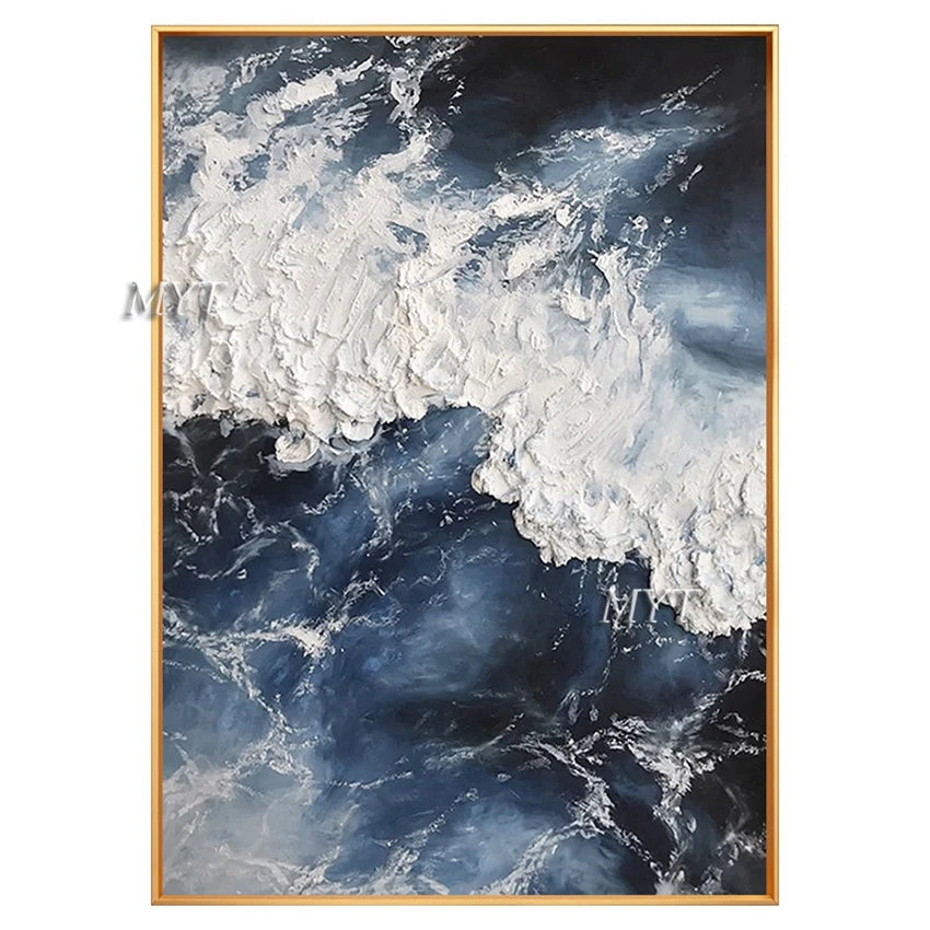 Serenity Wave 3D Floral Oil Painting – Abstract Handcrafted Wall Art