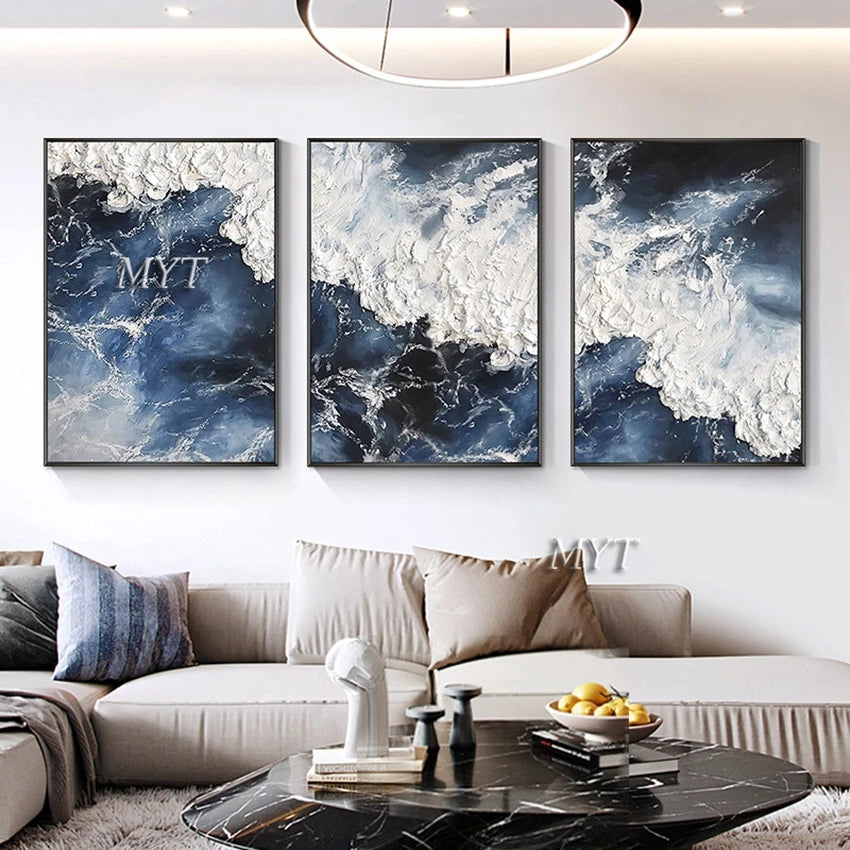 Serenity Wave 3D Floral Oil Painting – Abstract Handcrafted Wall Art