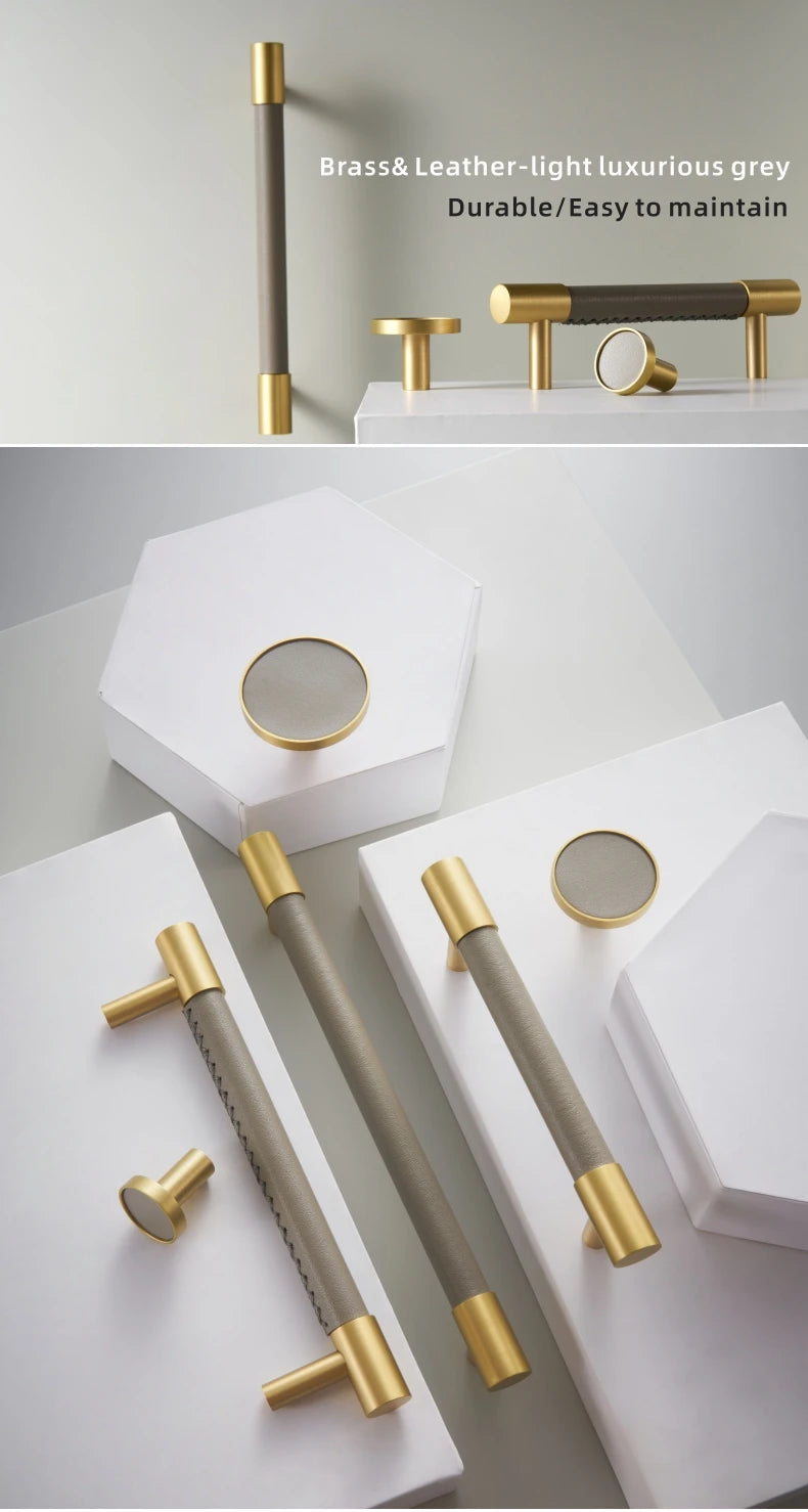 Dooroom Brass & Leather Luxe Handles