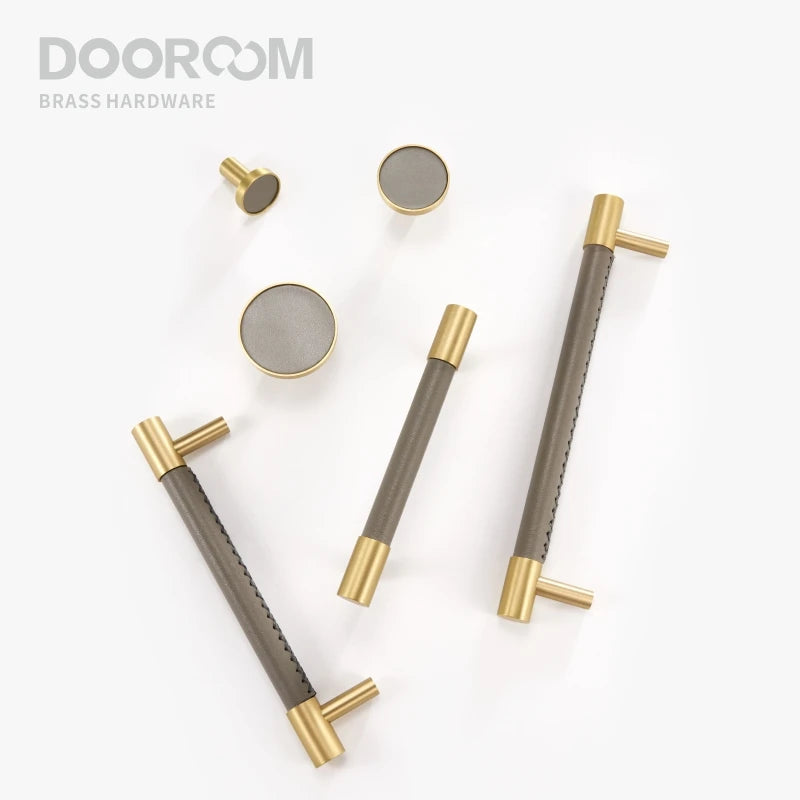 Dooroom Brass & Leather Luxe Handles
