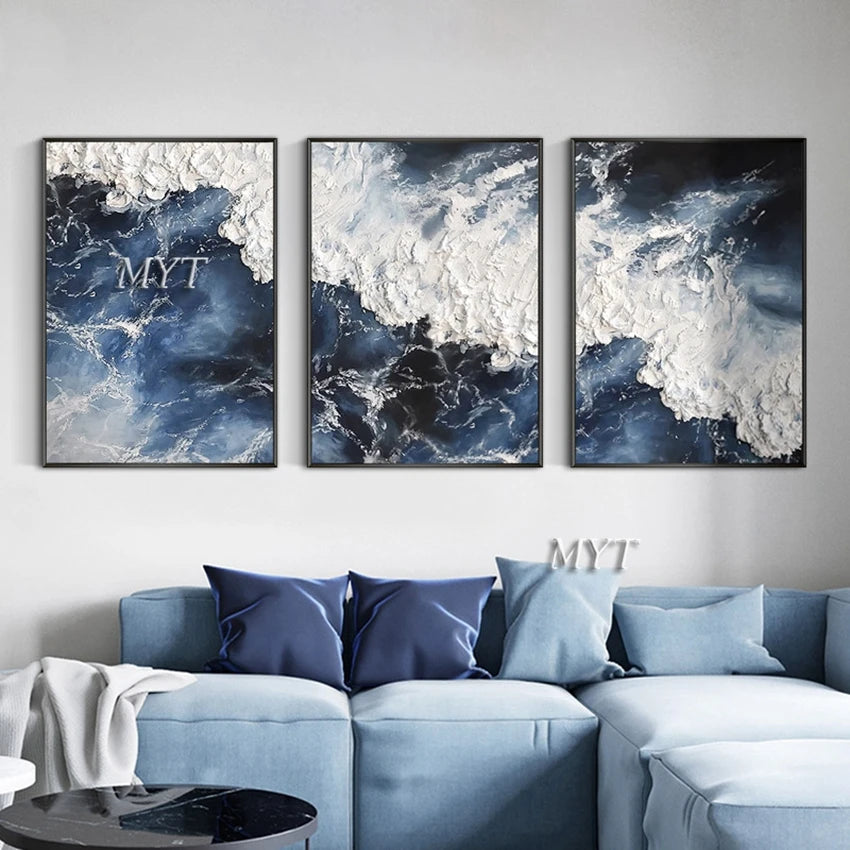 Serenity Wave 3D Floral Oil Painting – Abstract Handcrafted Wall Art