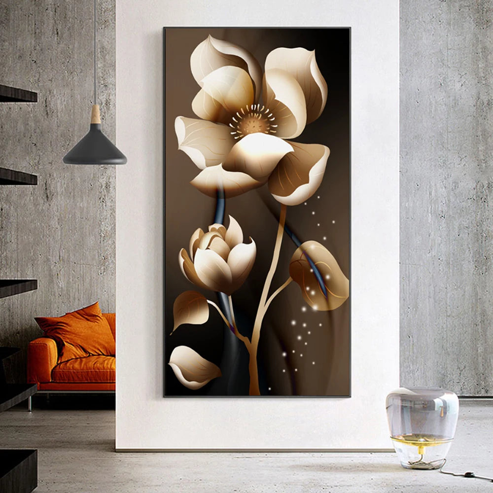 Gilded Flora Abstract Canvas Art