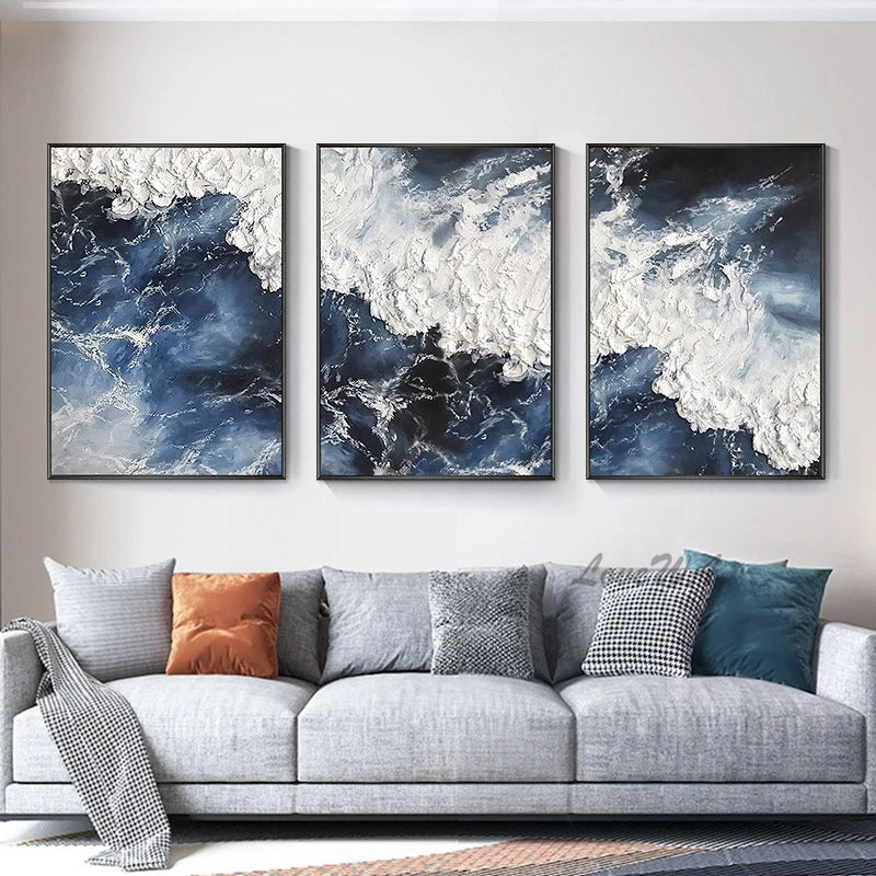 Serenity Wave 3D Floral Oil Painting – Abstract Handcrafted Wall Art