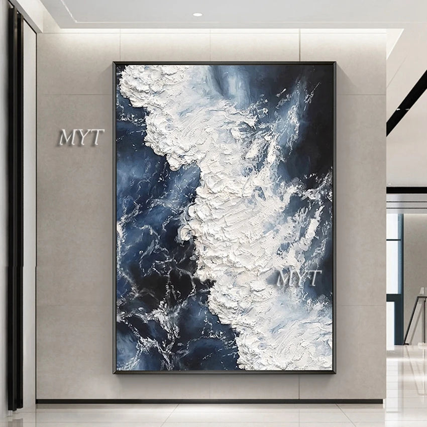 Serenity Wave 3D Floral Oil Painting – Abstract Handcrafted Wall Art