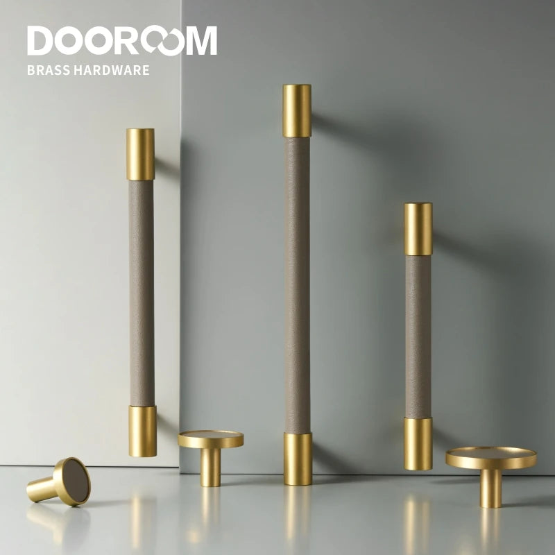 Dooroom Brass & Leather Luxe Handles