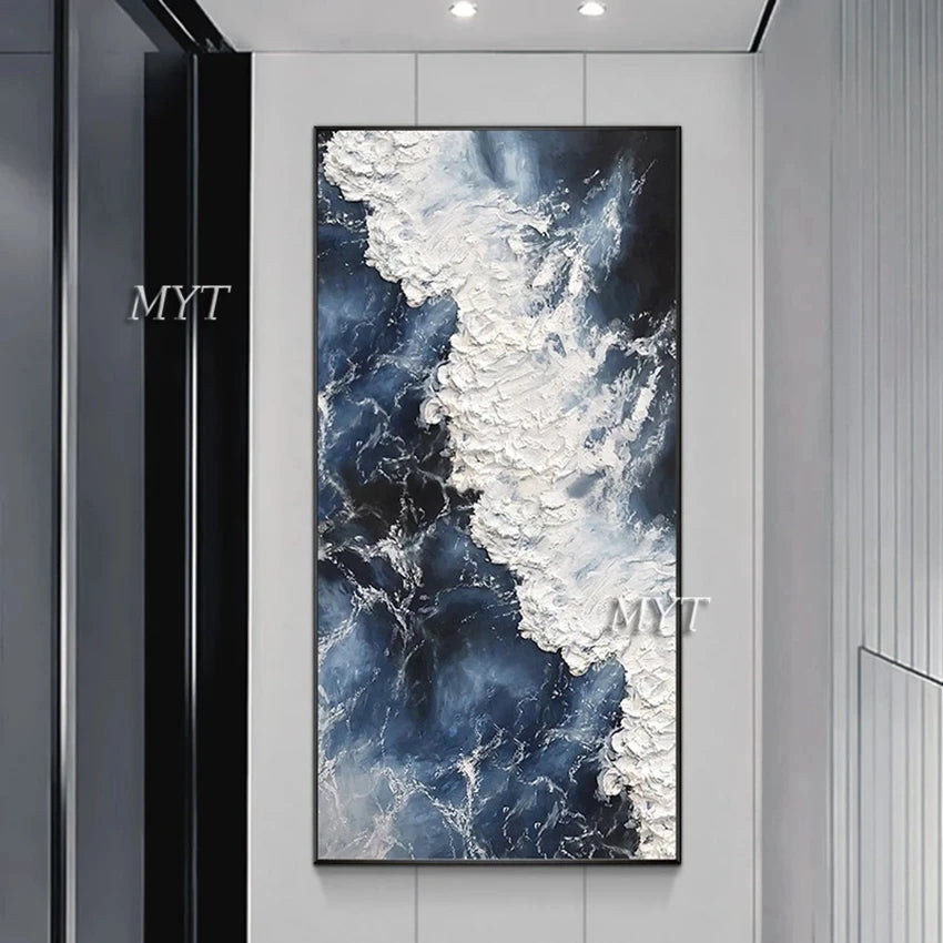 Serenity Wave 3D Floral Oil Painting – Abstract Handcrafted Wall Art