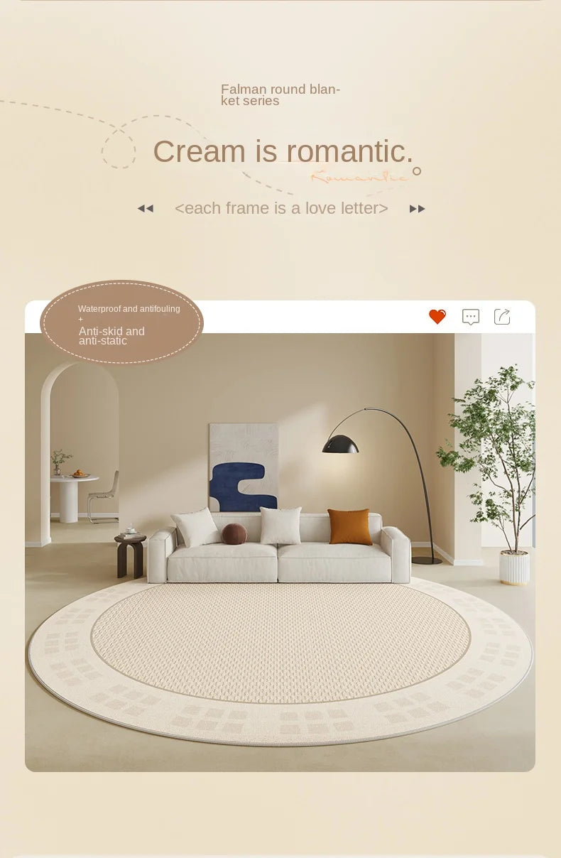 VelvetCream Luxe Round Carpet