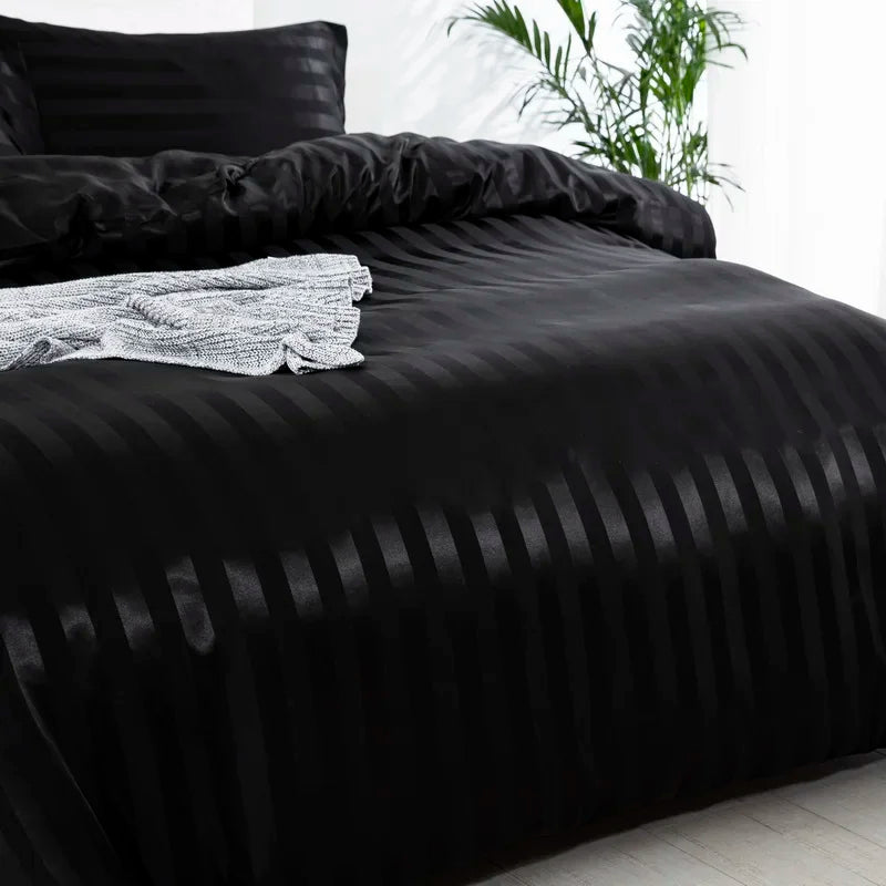 Noir Silque Striped Duvet Set