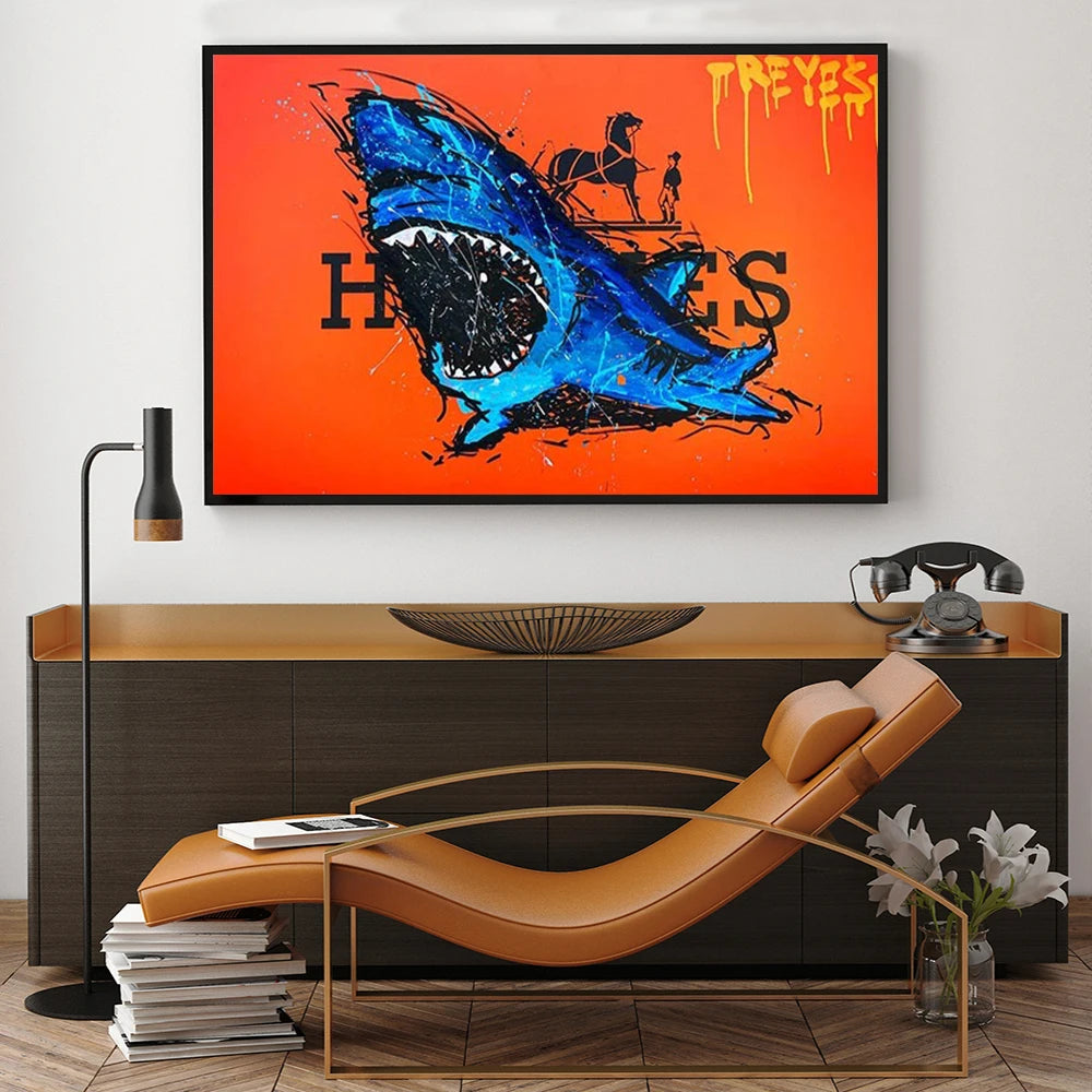 Luxury Graffiti Shark Canvas