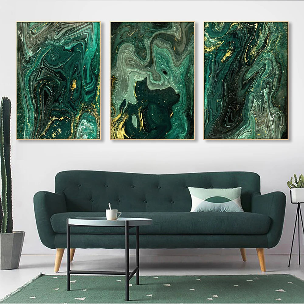 Modern Green Marble Canvas Painting