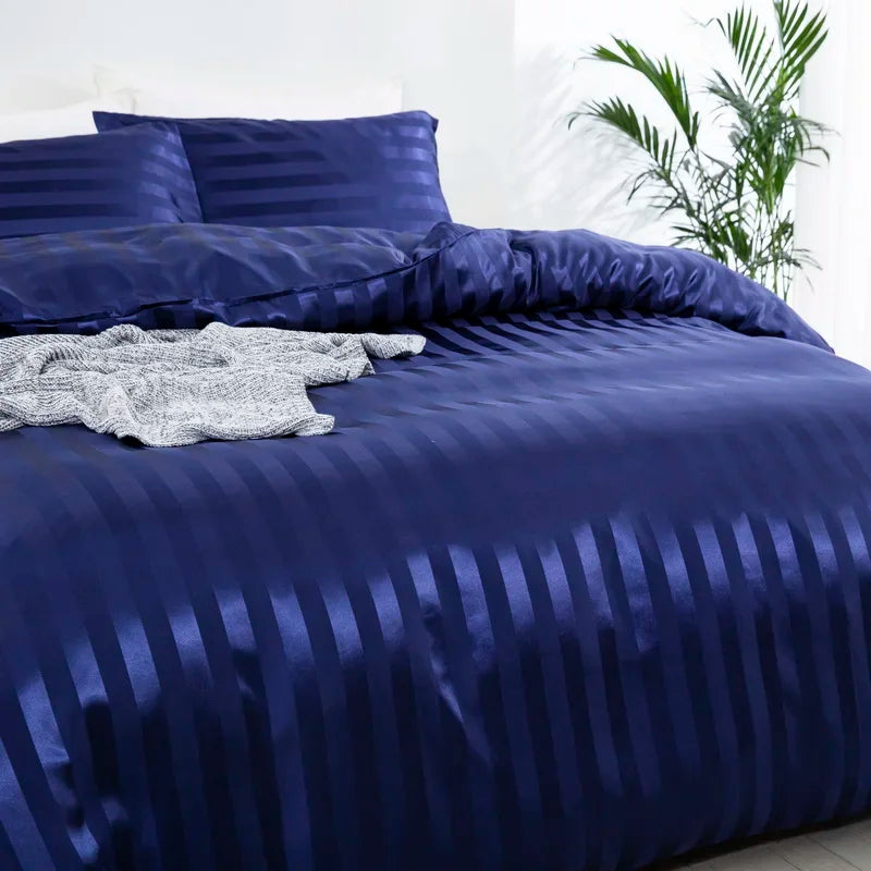 Noir Silque Striped Duvet Set
