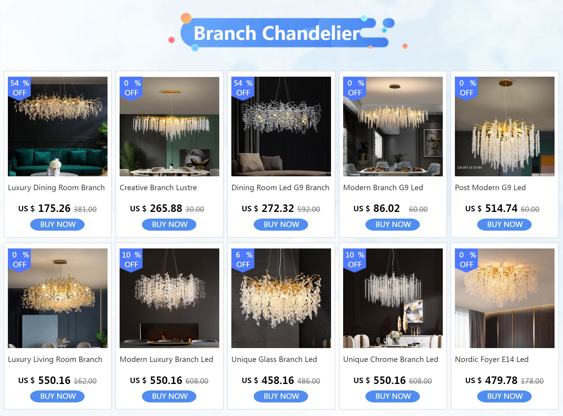 Luxury Branch Crystal LED Pendant Light