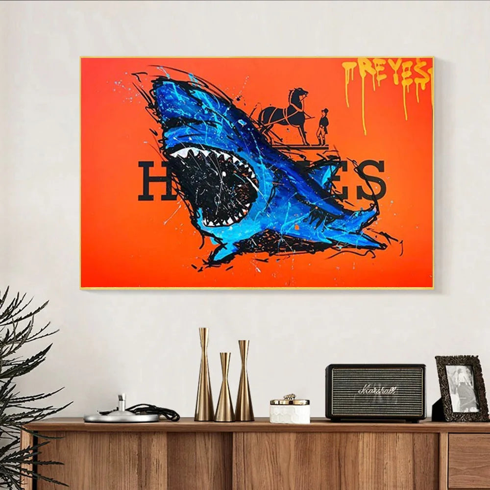 Luxury Graffiti Shark Canvas