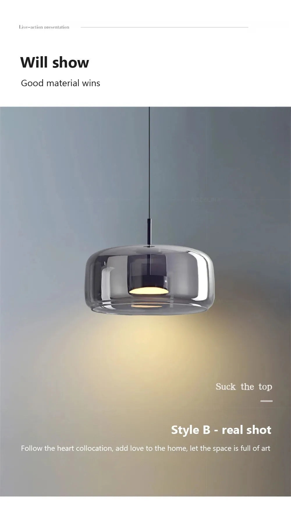 Modern LED Glass Pendant Light