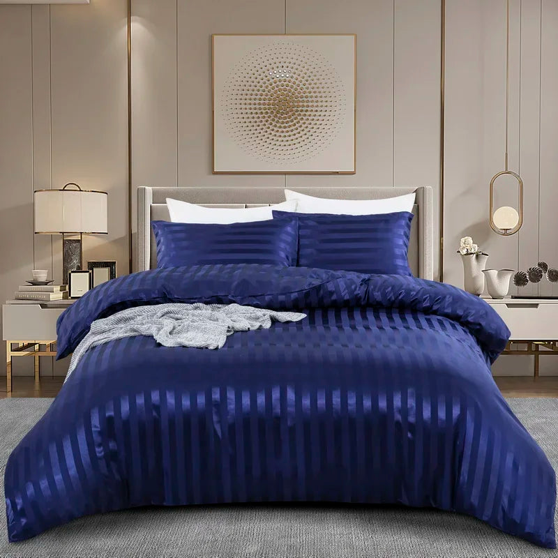 Noir Silque Striped Duvet Set