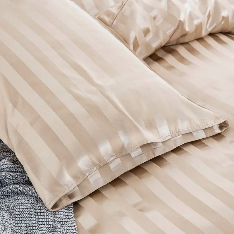Noir Silque Striped Duvet Set