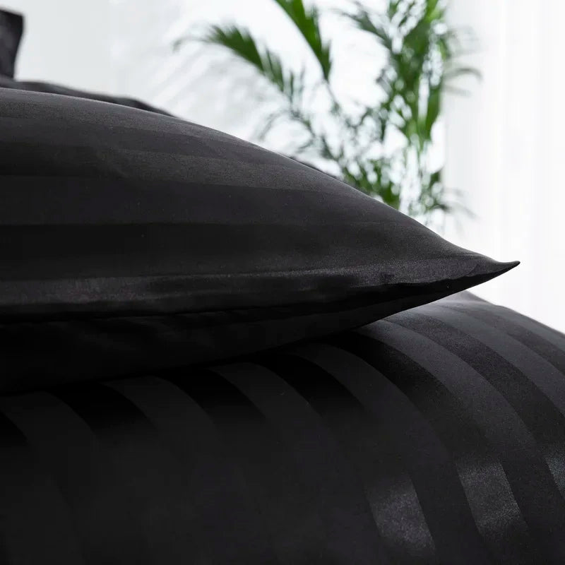 Noir Silque Striped Duvet Set