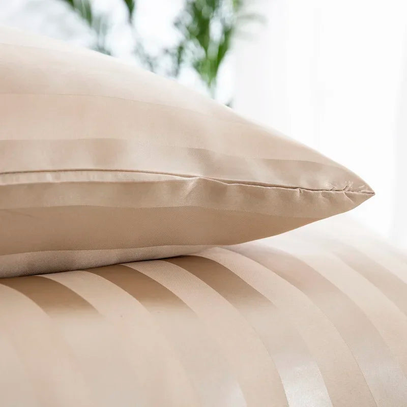 Noir Silque Striped Duvet Set