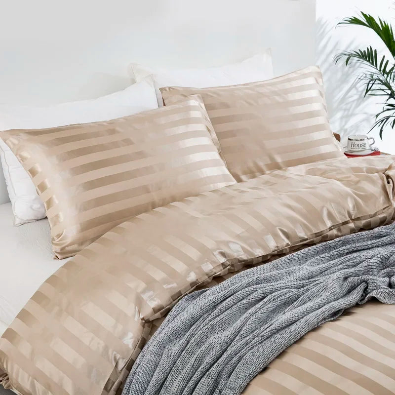 Noir Silque Striped Duvet Set