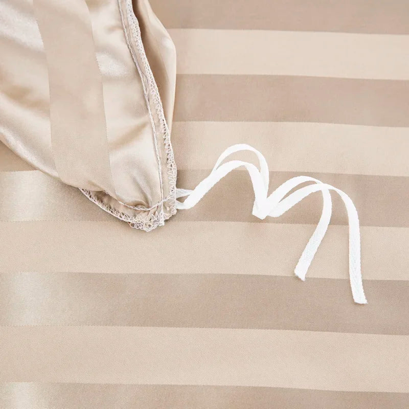 Noir Silque Striped Duvet Set