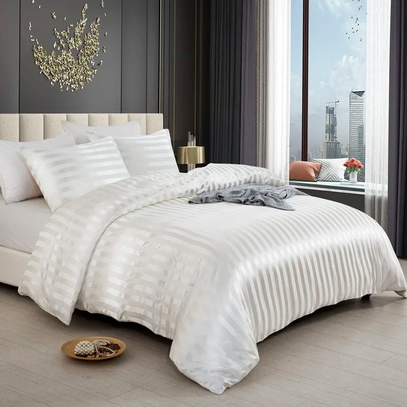 Noir Silque Striped Duvet Set