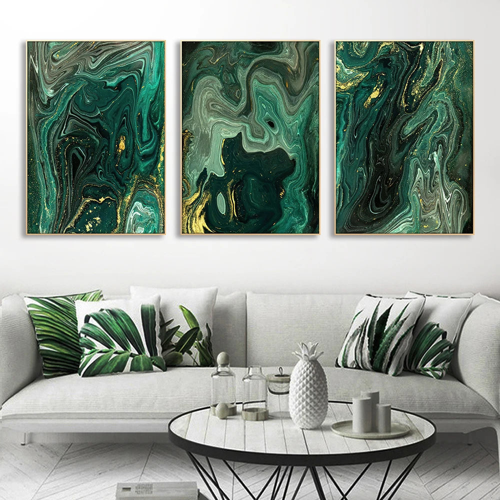 Modern Green Marble Canvas Painting
