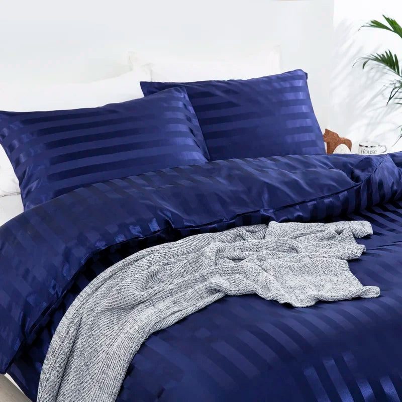 Noir Silque Striped Duvet Set