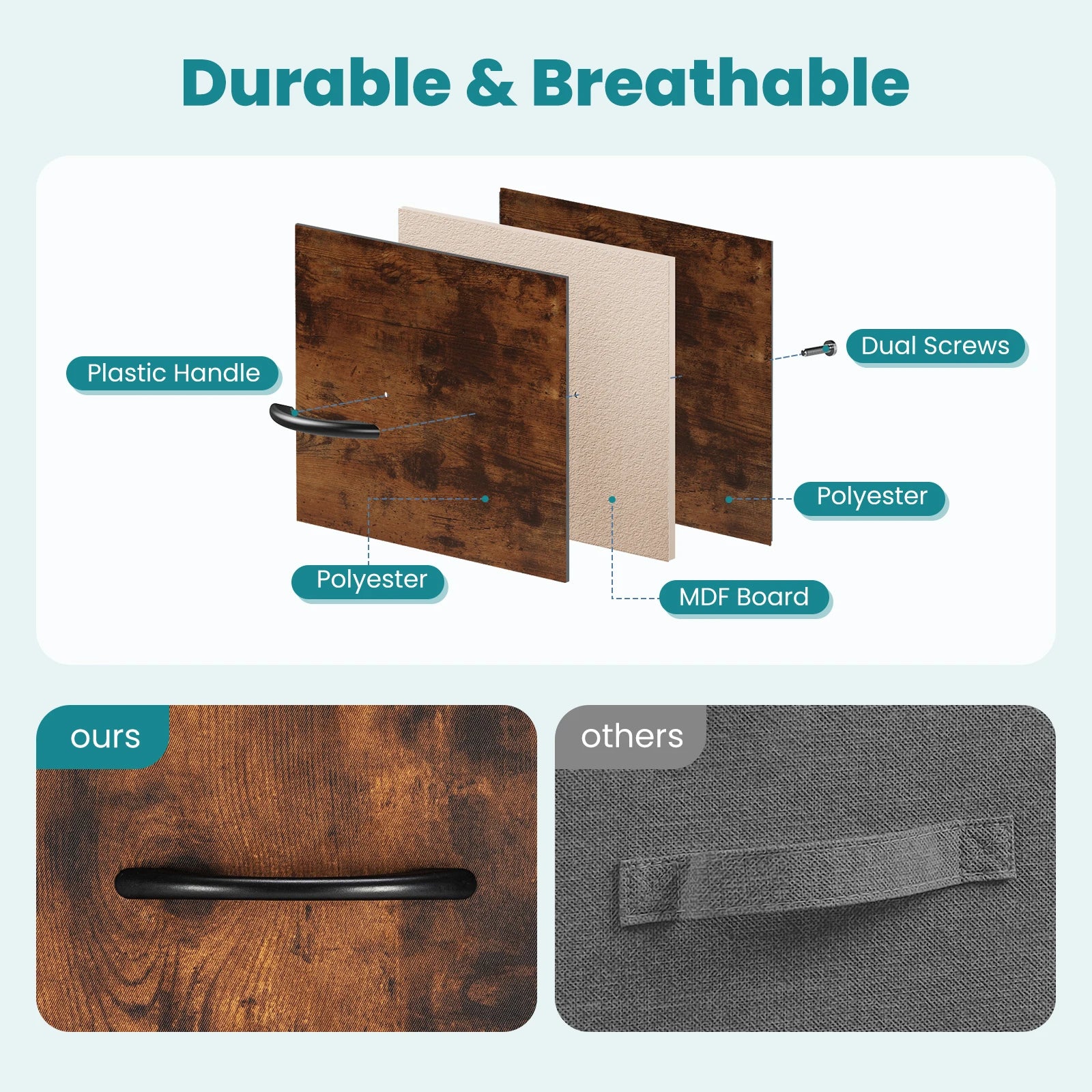 JHK Luxe 7-Drawer Fabric Dresser