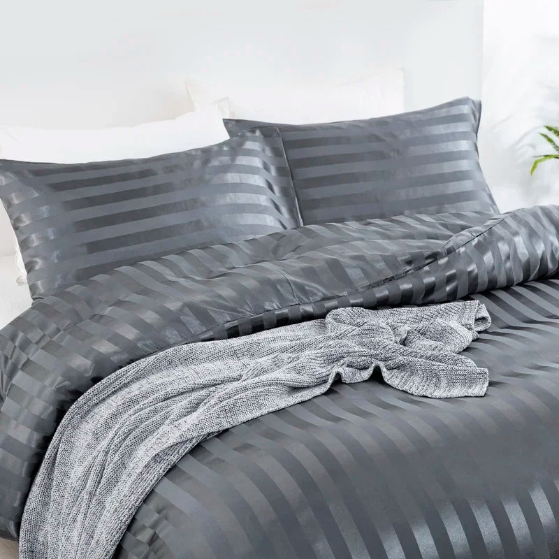 Noir Silque Striped Duvet Set