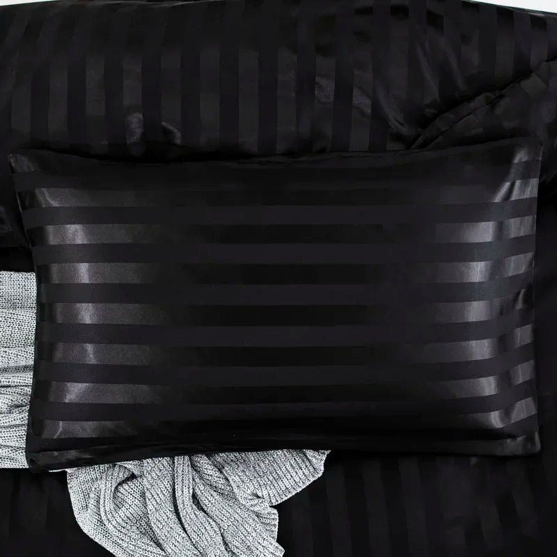 Noir Silque Striped Duvet Set