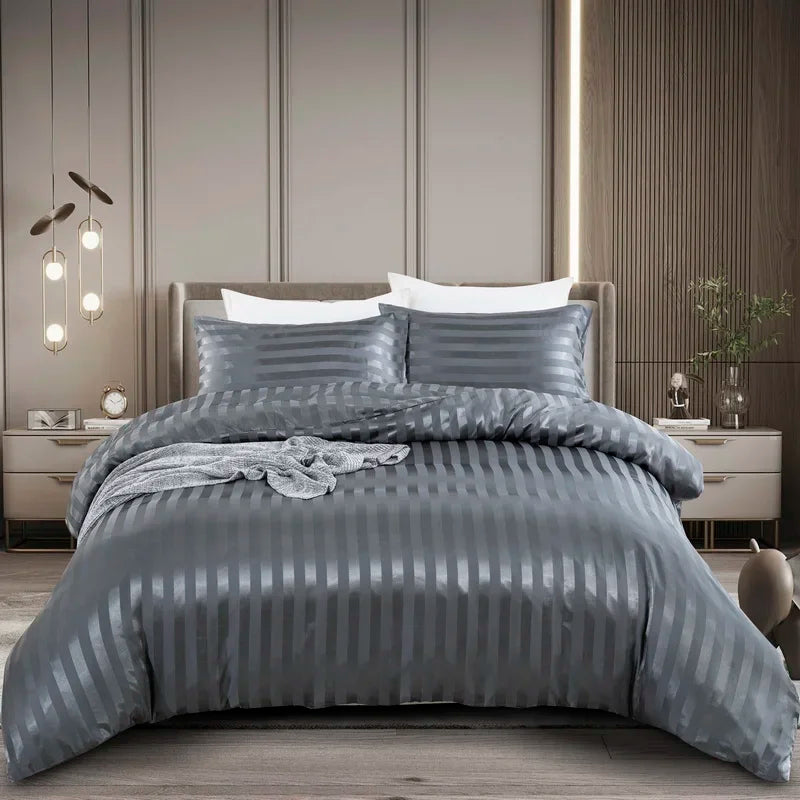 Noir Silque Striped Duvet Set