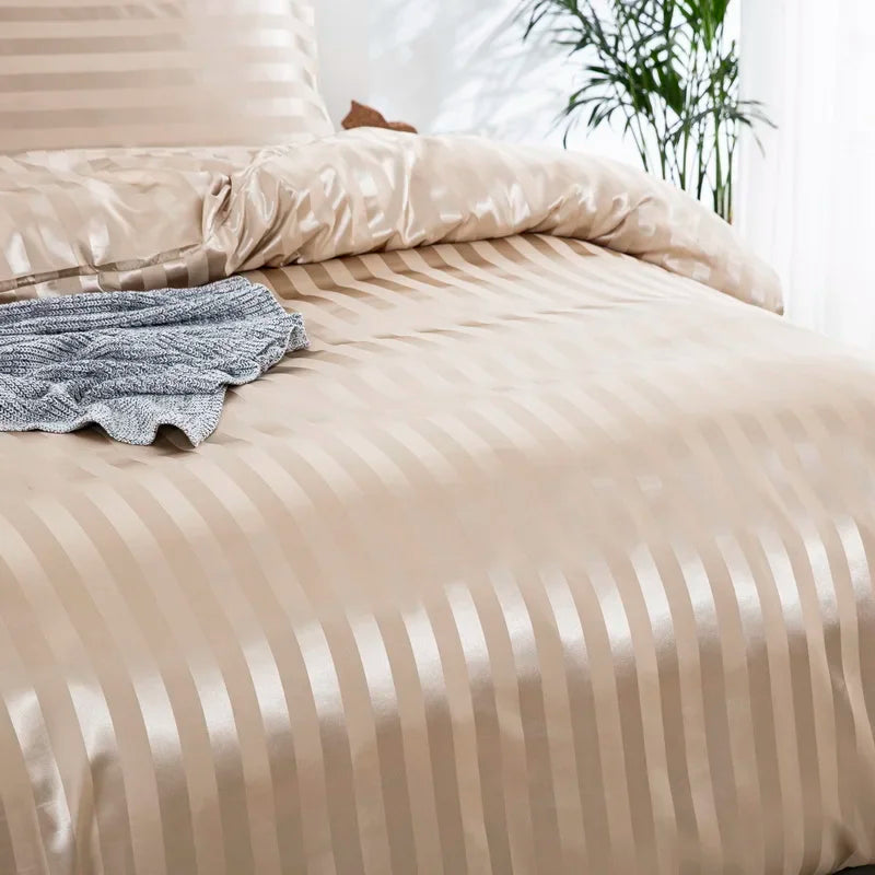 Noir Silque Striped Duvet Set