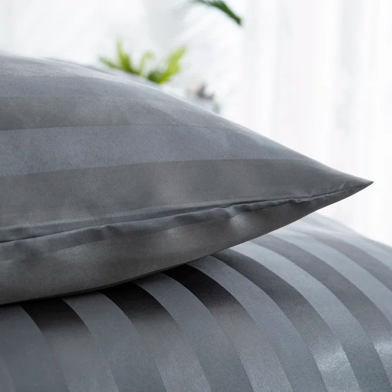 Noir Silque Striped Duvet Set