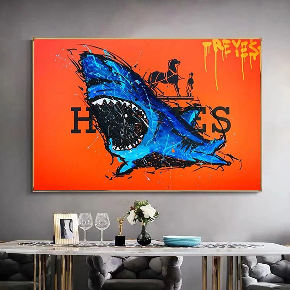 Luxury Graffiti Shark Canvas