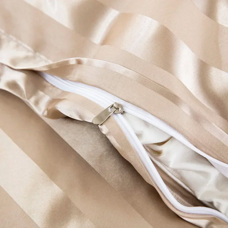 Noir Silque Striped Duvet Set
