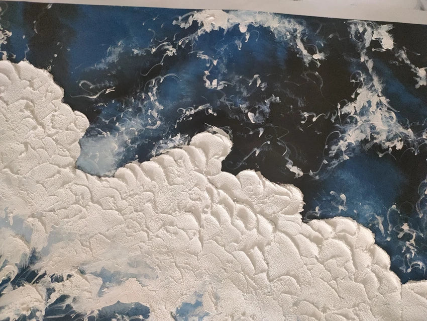 Serenity Wave 3D Floral Oil Painting – Abstract Handcrafted Wall Art