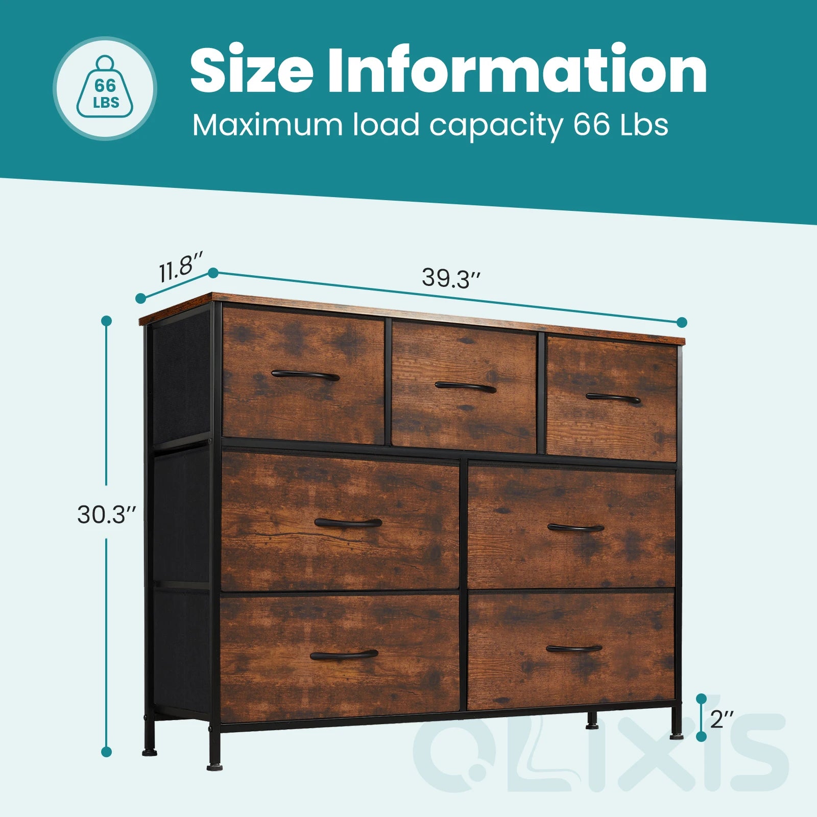 JHK Luxe 7-Drawer Fabric Dresser