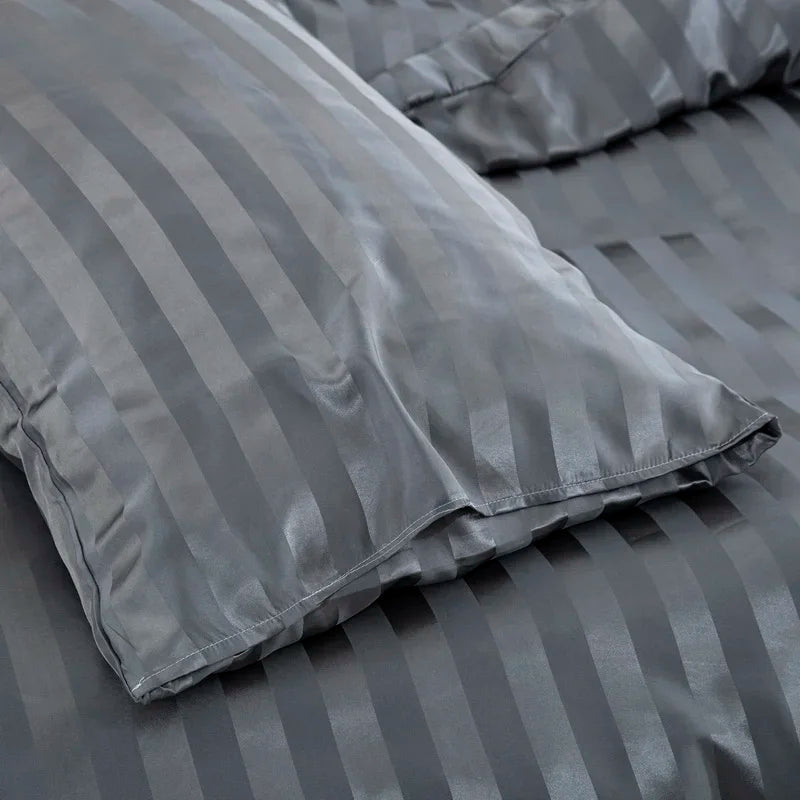 Noir Silque Striped Duvet Set