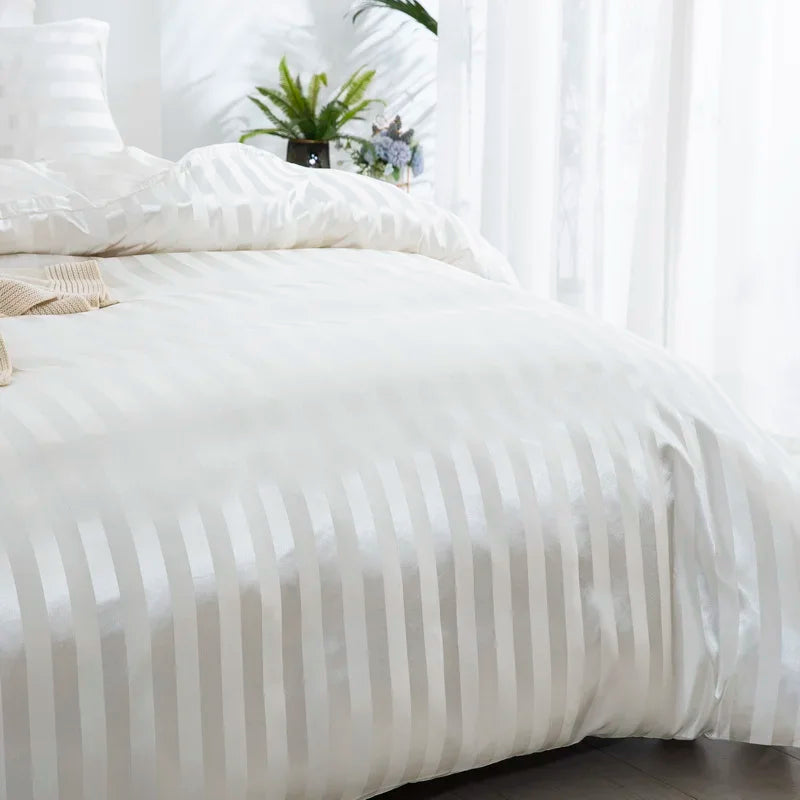 Noir Silque Striped Duvet Set